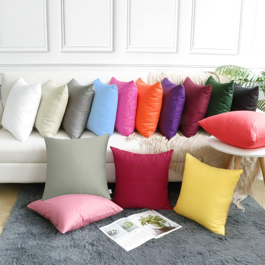 Thmyo 4-Pack 100% Cotton Comfortable Solid Decorative Throw Pillow Case Square Cushion Cover Pillowcase Sublimation Blank Pillow Covers DIY Throw Pillowcase for Sofa Bedroom(22x22 inch/ 55x55cm,Grey)