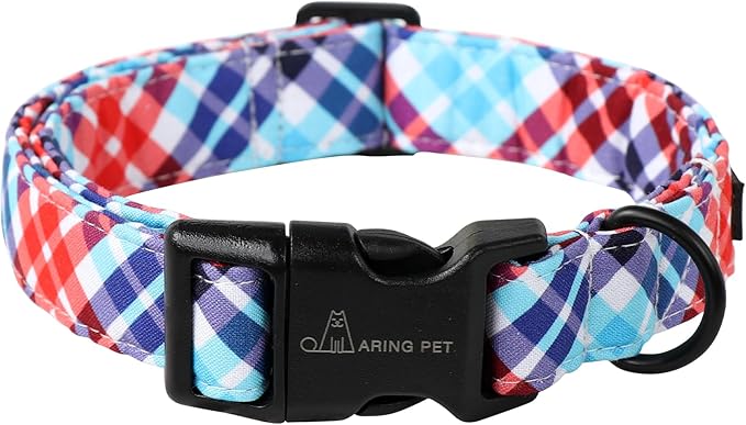 ARING PET Plaid Dog Collar-Cute Dog Collar for Small Dogs, Adjustable Cotton Pet Collars Puppy Collar for Small Medium Large Boy and Girl Dogs