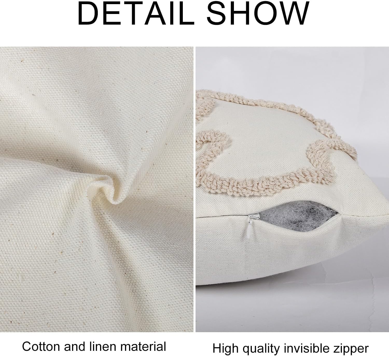 Coquette Bow Tufted Throw Pillow Cover 12x 20, Boho Neutral Linen Pillow Cushion Cases,Farmhouse Modern Decorative Pillows for Bed, Outdoor Couch Bedroom Car Cream