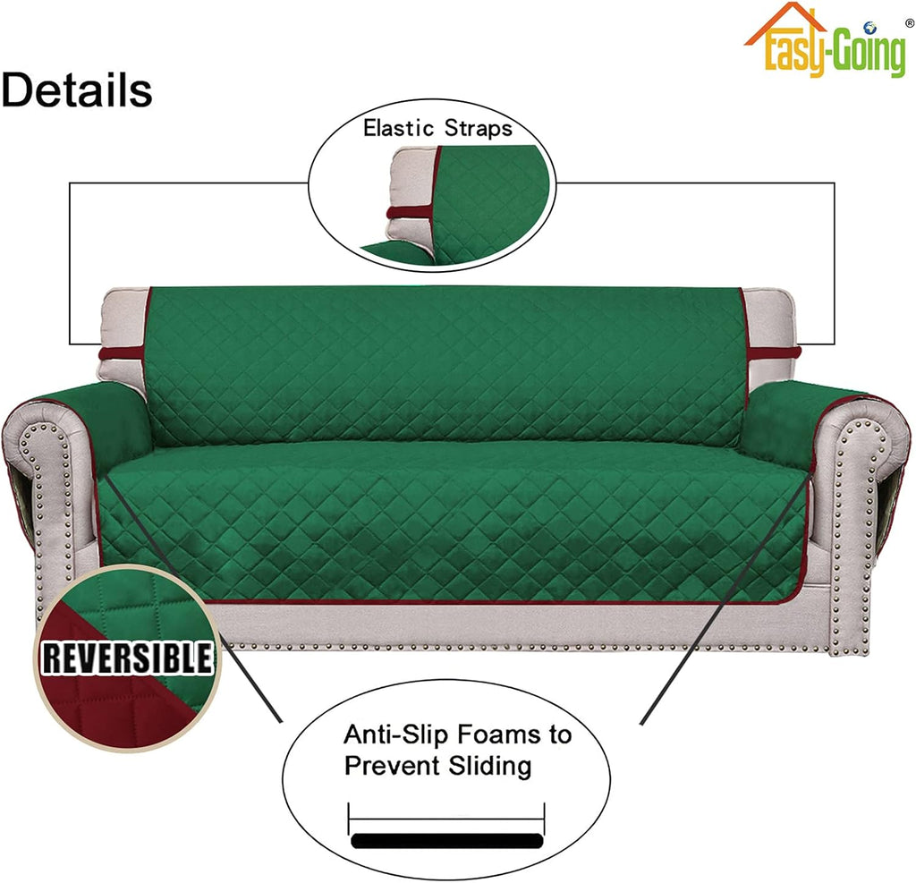 Easy-Going Chair Sofa Slipcover Reversible Sofa Cover Water Resistant Couch Cover Furniture Protector Cover with Elastic Straps for Pets Kids Children Dog Cat (Chair, Green/Christmas Red)