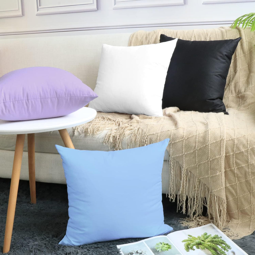 4-Pack 100% Cotton Comfortable Solid Decorative Throw Pillow Case,Thmyo Square Cushion Cover Pillowcase Sublimation Blank Pillow Covers DIY Throw Pillowcase for Sofa(20x20 inch/ 50x50cm,Light Purple)