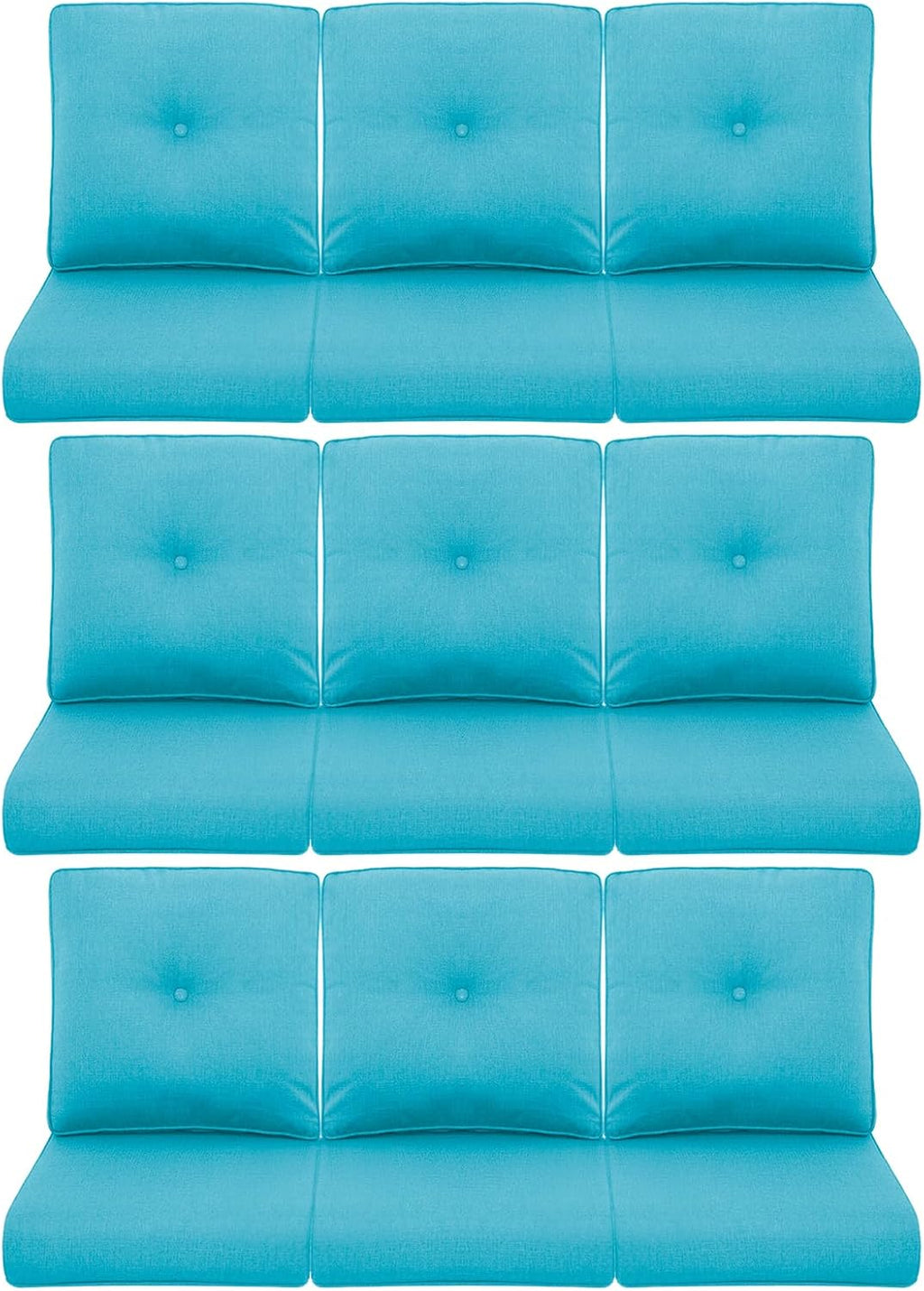 9-Piece Outdoor Patio Cushion Set - Fade & Water Resistant with Removable Olefin Cover, 22x24x4 Inch Memory Foam Cushions for Wicker Sectional Sofa – Teal/Buckle