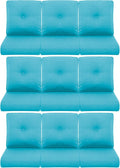 9-Piece Outdoor Patio Cushion Set - Fade & Water Resistant with Removable Olefin Cover, 22x24x4 Inch Memory Foam Cushions for Wicker Sectional Sofa – Teal/Buckle