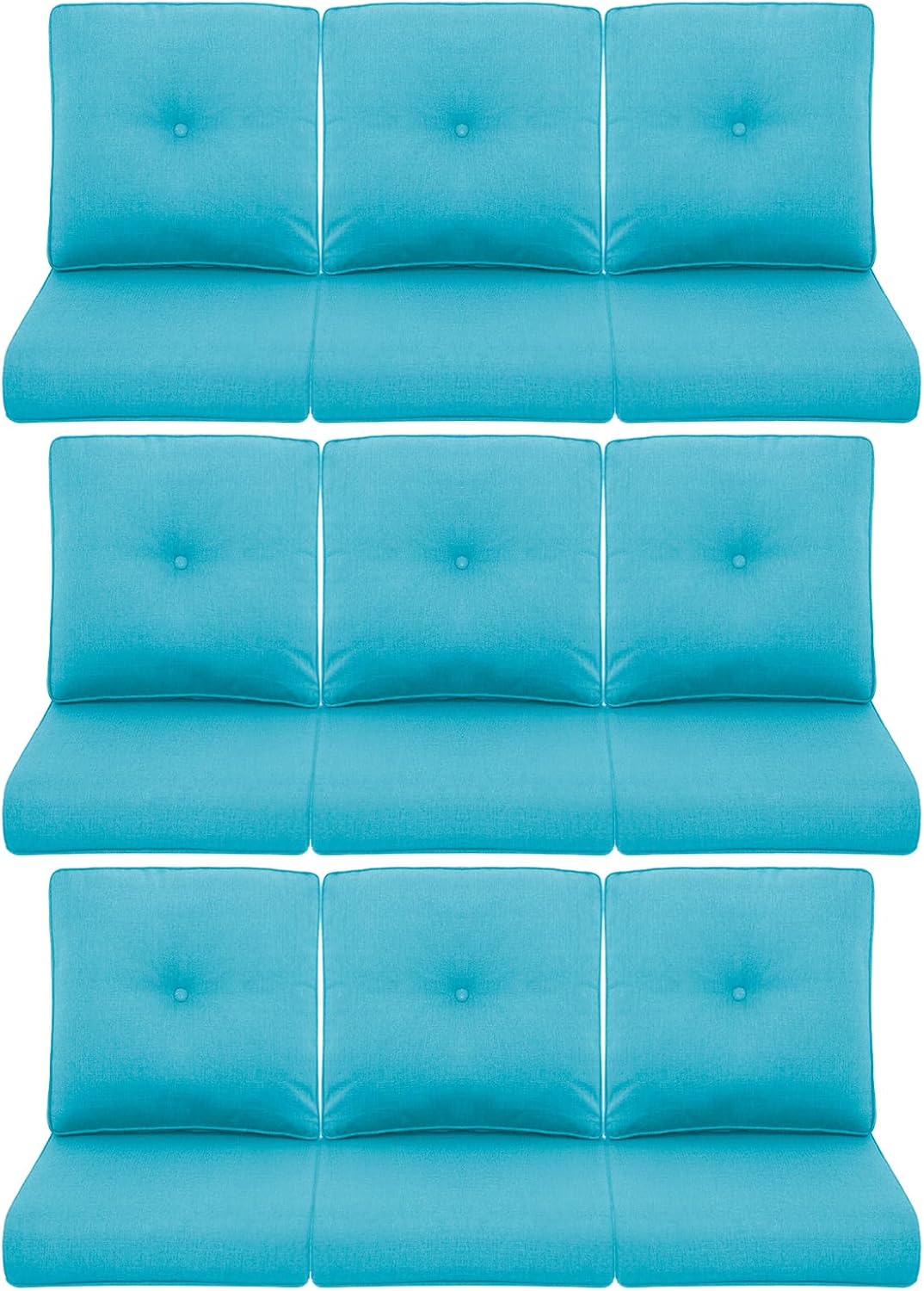 9-Piece Outdoor Patio Cushion Set - Fade & Water Resistant with Removable Olefin Cover, 22x24x4 Inch Memory Foam Cushions for Wicker Sectional Sofa – Teal/Buckle
