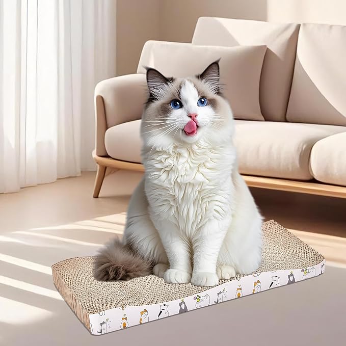 2 Packs cat Scratcher Toys Reversible Scratching Post Board for Indoor Cats Cardboard pad Sleep Play and Grind Claws Curved Wave