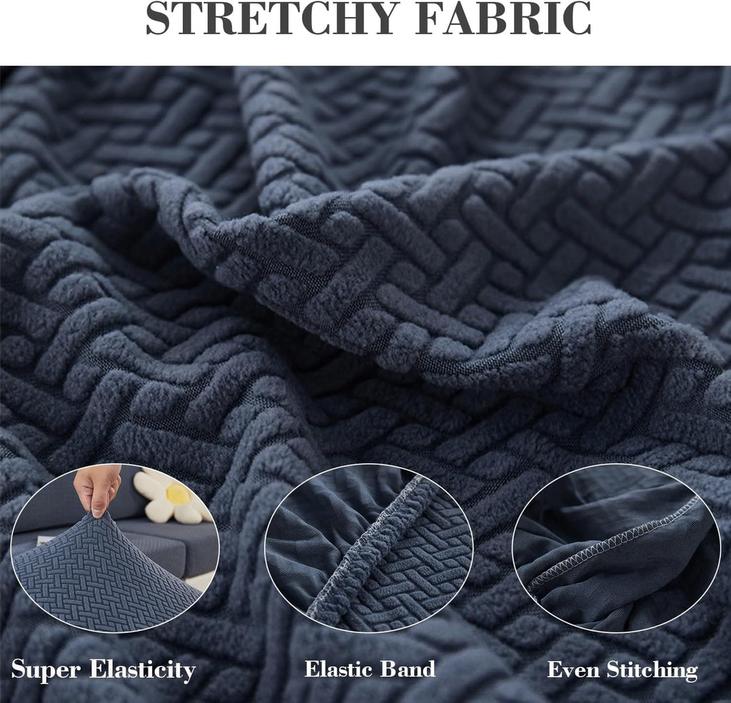 2Pcs Couch Arm Covers, Armrest Cover for Sofa, Sofa Arms Covers Washable Arms with Twist Pins Soft,Skin-Friendly for Pets (Texture Metal Gray, Armrest Cover)