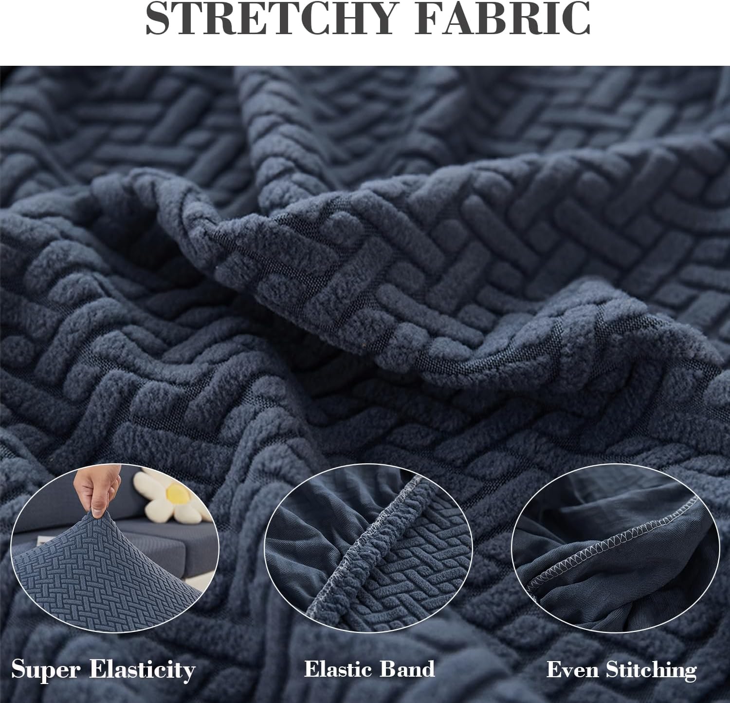 2Pcs Couch Arm Covers, Armrest Cover for Sofa, Sofa Arms Covers Washable Arms with Twist Pins Soft,Skin-Friendly for Pets (Texture Metal Gray, Armrest Cover)