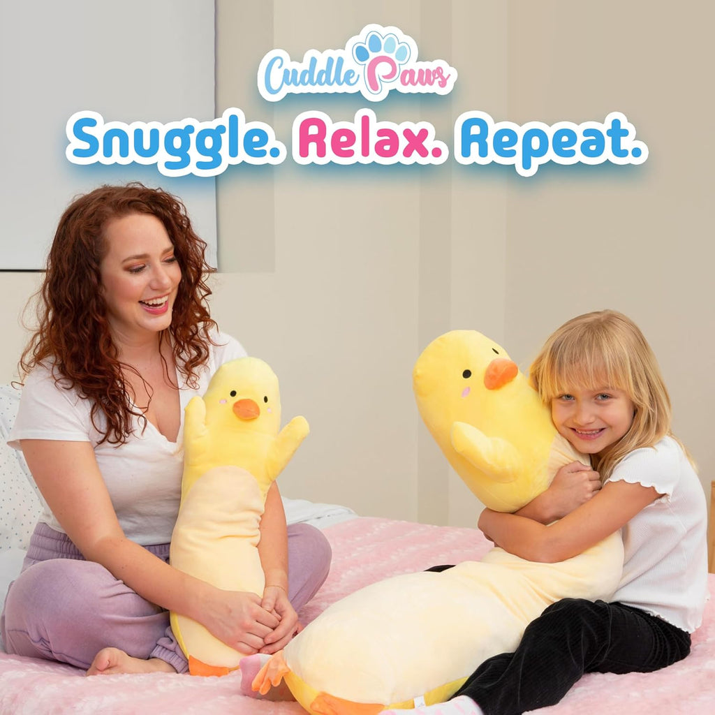 Duck Plush Body Pillow for Kids | Long Stuffed Animal Cuddle Pillow | Soft Hugging Toy | Plushie Gift for Girls & Boys | Long Plush Body Pillow for Sleep & Comfort | Small, 23 Inches