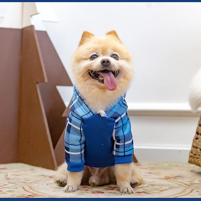 Plaid Dog Hoodie Pet Clothes Sweaters with Hat Medium (Pack of 1)