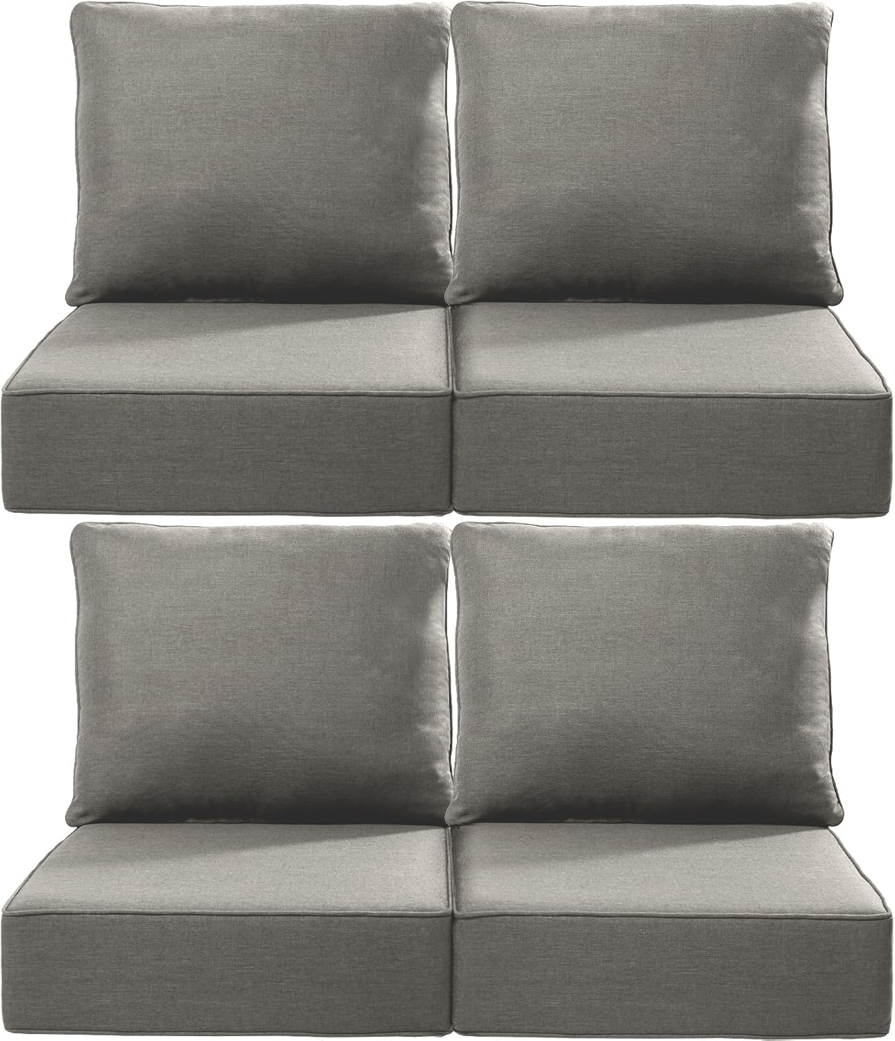Luxury 24x24x6 Inch Outdoor Chair Cushions Set of 4 - Heavy Duty Water-Resistant Comfortable Cushion for Patio Furniture Set Dining Gliding Rocking Chairs Loveseat L-Shape Sofa - Grey