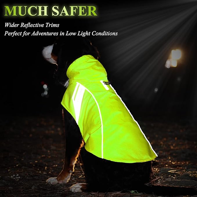 VIVAGLORY Wetoff Dog Raincoat, Rain Coat for Dog All Seasons Adventure, Rain Jacket with Harness Hole & Hood, Reflective Lightweight Waterproof for Doggy & Puppy, S, Bright Yellow