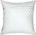 100% Lambskin Leather Diamond Lattice Pattern Pillow Cover - Sofa Cushion Case - Decorative Throw Covers for Living Room & Bedroom - 22x22 Inches - White Pack of 1