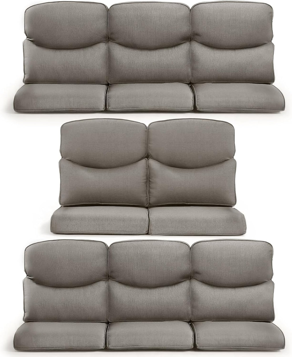 8-Piece Outdoor Patio Cushion Set - Fade & Water Resistant with Removable Olefin Cover, 22x24x4 Inch Memory Foam Cushions for Wicker Sectional Sofa – Grey/Crescent