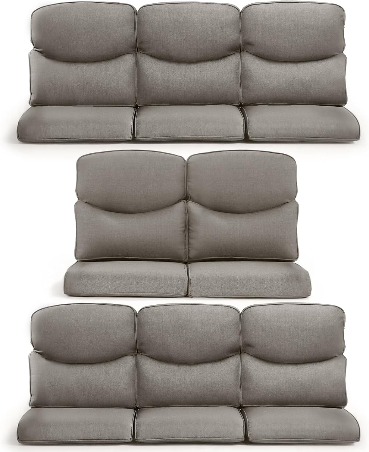 8-Piece Outdoor Patio Cushion Set - Fade & Water Resistant with Removable Olefin Cover, 22x24x4 Inch Memory Foam Cushions for Wicker Sectional Sofa – Grey/Crescent