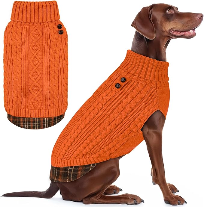 KYEESE Dog Sweater Stretchy Knitwear Medium Dogs Sweater with Gingham Patchwork Soft Pullover Dog Sweaters for Medium Dogs Girl Comfy Pet Coat for Fall Winter Cold Weather