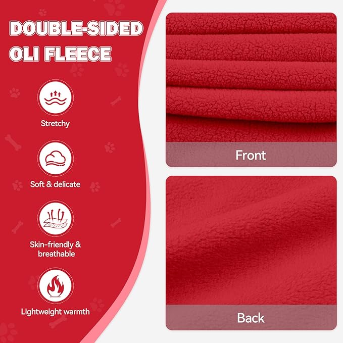 Dog Sweaters for Small Dogs,Dog Hoodies,Warm Fleece Sweatshirt with Hood & Pocket,Leash Hole,Cozy Cold Weather Puppy Clothes Pet Sweater for Small Dogs(Red,S)