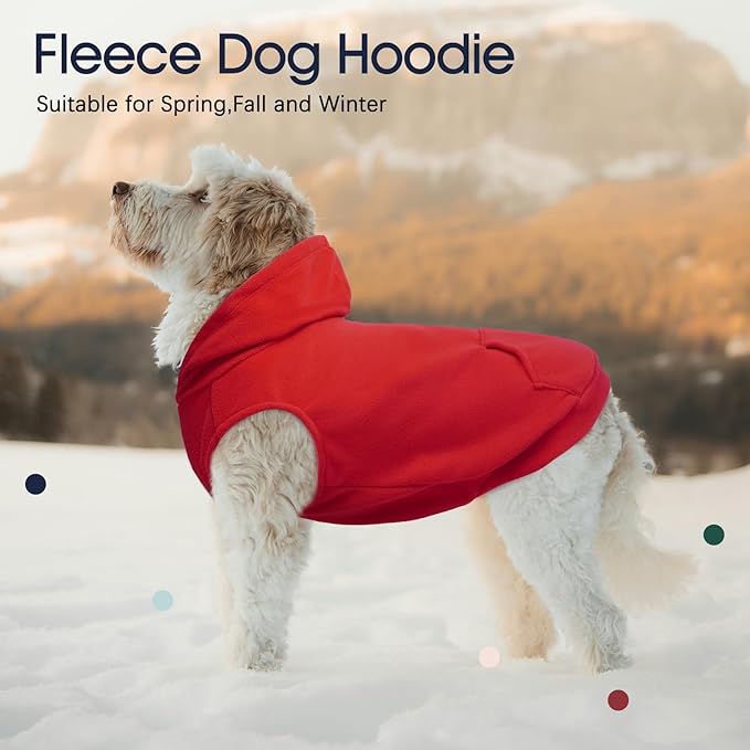 IECOii Warm Dog Hoodie for Large Dogs, Extra Large Dog Hoodie Fleece Vest with Leash Hole & Pocket, Big Dogs Sweatshirt for Giant Breed, Pullover Sleeveless Great Dane Sweater, Red, 4XL