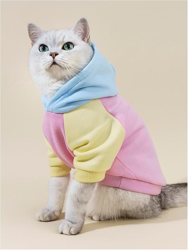 QWINEE Basic Dog Hoodie Sweatshirt Puppy Sweater Warm Cat Costumes Pet Clothes for Chihuahua Puppy Kitten Small Medium Dogs Pink Large