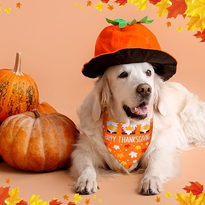 Newwiee 100 Pcs Fall Dog Bandanas Bulk for X-Large Dogs Thanksgiving Pumpkin Maple Leaf Triangle Bandanas Bibs Adjustable Pet Scarf Holiday Soft Breathable Thanksgiving Day Scarf Accessories for Puppy