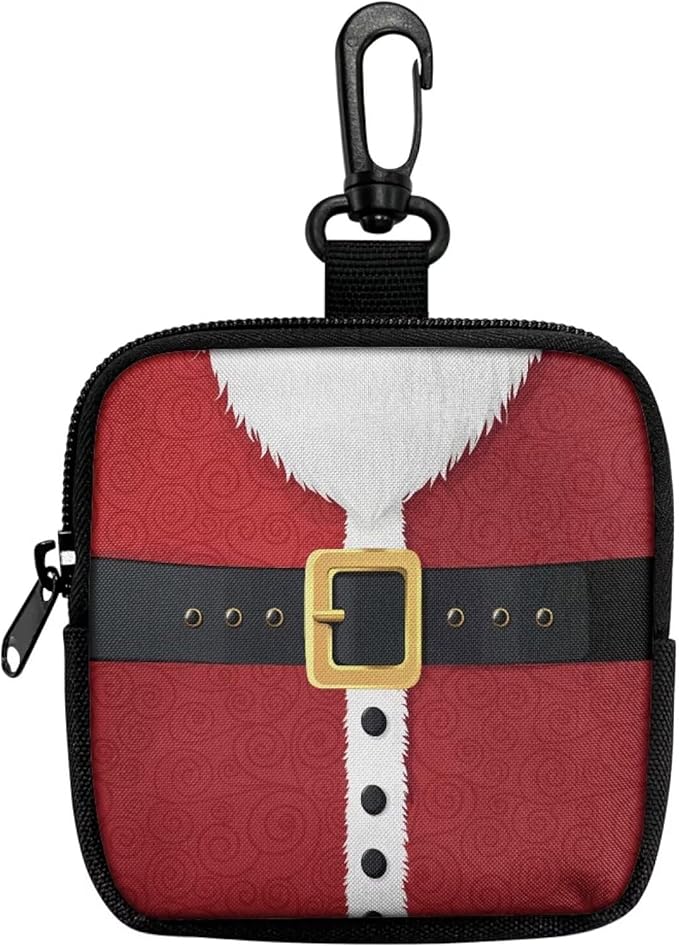 KEIAHUAN Hands Free Dog Treat Bags Training Pouch Christmas Santa Print Portable Puppy Snack Bag for Treat for Walking Hiking Traveling Doggie Doggie Snack Reward Bags for Xmas