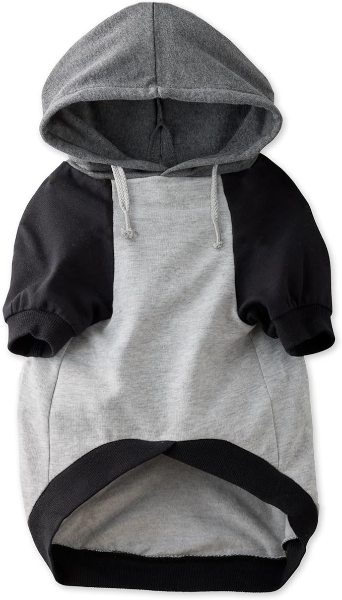 Rocky – The Orginal Lightweight Hooded TEE 100% Organic Cotton Dog Hoodie Pet Coat Sweater for Small, Medium, Large Dogs, Heather Gray Color Block, XX-Small (4-7 lbs)