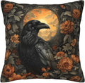 Mystical Raven Art Print Decor, William Morris Abstract Vintage Floral Design 18x18 inches Throw Pillow Covers Square Pillowcases Decor for Bed Couch Sofa Room Cushion Covers