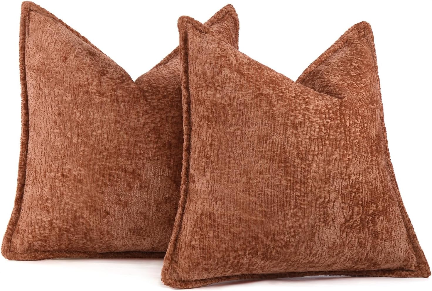 Pack of 2 Burnt Orange Fall Euro Shams Pillow Covers 26x26 Cozy Soft Chenille Decorative Throw Pillow Covers Accent Vintage Square Couch Pillow Covers for Home Decor Bed Sofa Living Room