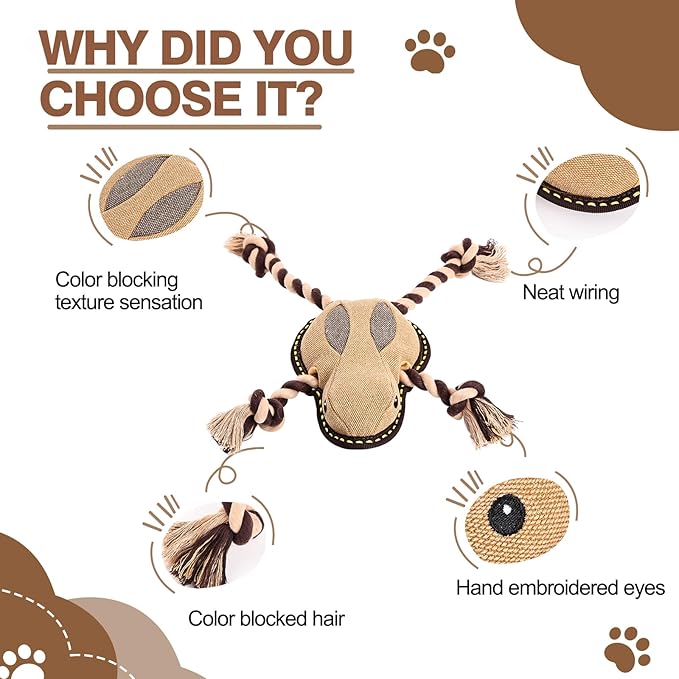 Tough Durable Squeaky Dog Toys for chewers Interactive to Keep Them Busy, Funny Tug of War Dogs Toy for Small Medium Large Cute Birthday Gift (New Frog)