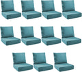 Outdoor Cushion Set for Furniture Patio Furniture, UV Resistant, Water Resistant - 6 Inch Thick Foam Garden Cushions– 24x24 Inch Patio Seat Covers for Chair/Sofa/Couch | Peacock Green | 11-Pack |