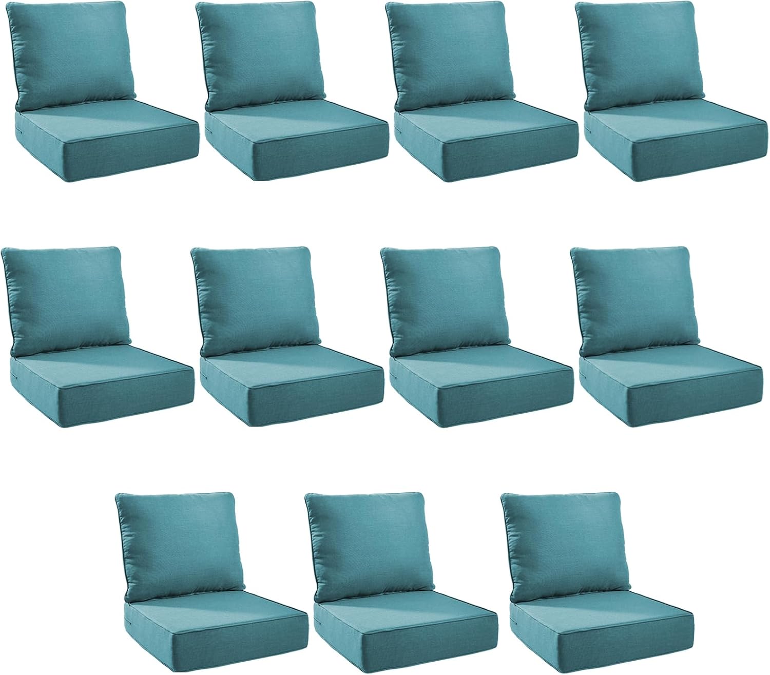 Outdoor Cushion Set for Furniture Patio Furniture, UV Resistant, Water Resistant - 6 Inch Thick Foam Garden Cushions– 24x24 Inch Patio Seat Covers for Chair/Sofa/Couch | Peacock Green | 11-Pack |