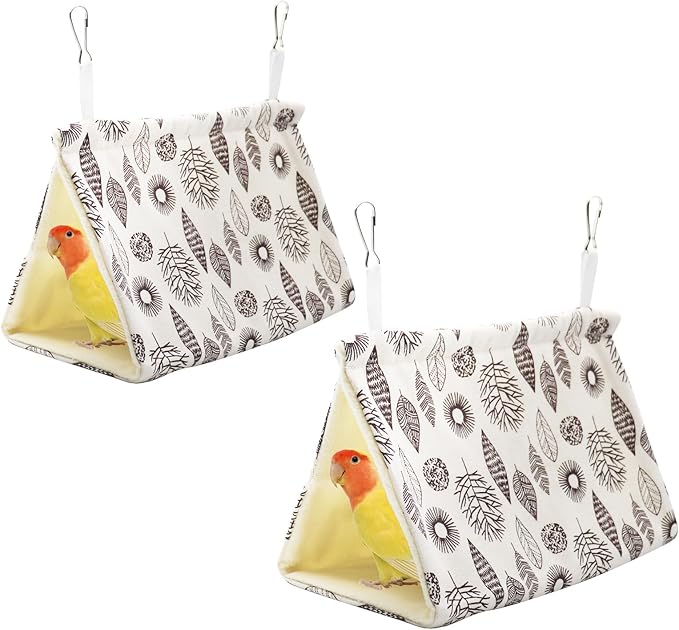 2 Pack Hanging Winter Warm Bird Nest House, Comfortable Bird Bed for Cage, Hanging Hammock for Budgies, Cockatiels, Lovebirds, Conures, Quakers, Small to Medium Birds