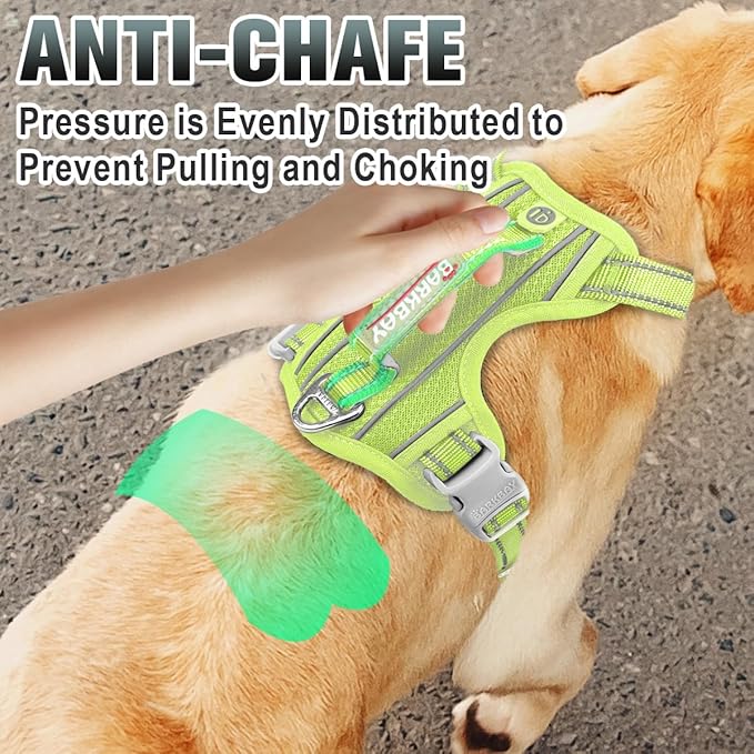 BARKBAY No Pull Dog Harness Large Reflective Dog Harness with Front Clip and Easy Control Handle for Walking Training Running with ID tag Pocket(Sunlight,XL)
