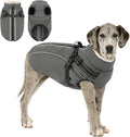 Dog Winter Coat with Harness Built in Warm Puffer Dog Jackets for Small Medium Large Dogs Windproof Waterproof Outfit with Plush Lining and Reflective Stripes (Grey, 3XL)
