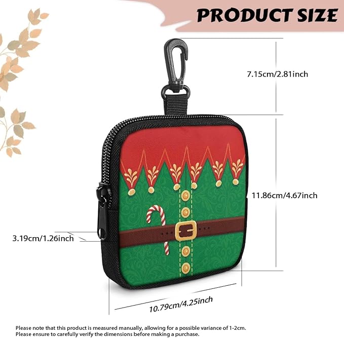 KEIAHUAN Christmas Treat Pouch for Dog Training Portable Pet Training Treat Bag with Metal Clasp & Carabiner, Pet Feed Snack Reward Pocket, Dog Poop Bag Holder, Small Coin Purse, Ugly Xmas Elf
