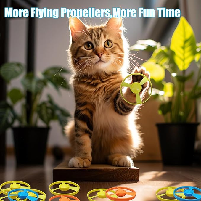 Cat Fetch Toys, Interactive Flying Cat Toys with 50 Flying Propellers, Dog Cat Pet Tracks Chasing Toy for Indoor,Outdoor Cats (only Flying Propellers)