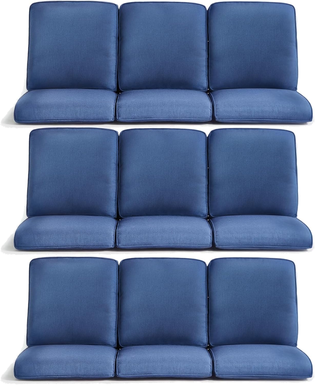 9-Piece Outdoor Patio Cushion Set - Fade & Water Resistant with Removable Olefin Cover, 22x24x4 Inch Memory Foam Cushions for Wicker Sectional Sofa – Blue/Regular