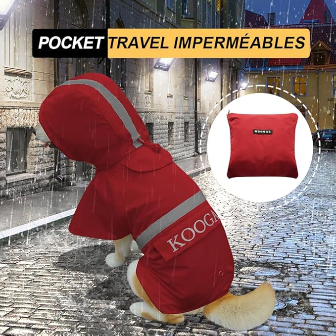 Waterproof Dog Coat for Small to Medium Dog Raincoat Apparel, Dog Raincoat Poncho Waterproof Dog Clothes Pet Jacket Dogs Raincoats Jacket for Small to Medium Dogs(Red,3XL)