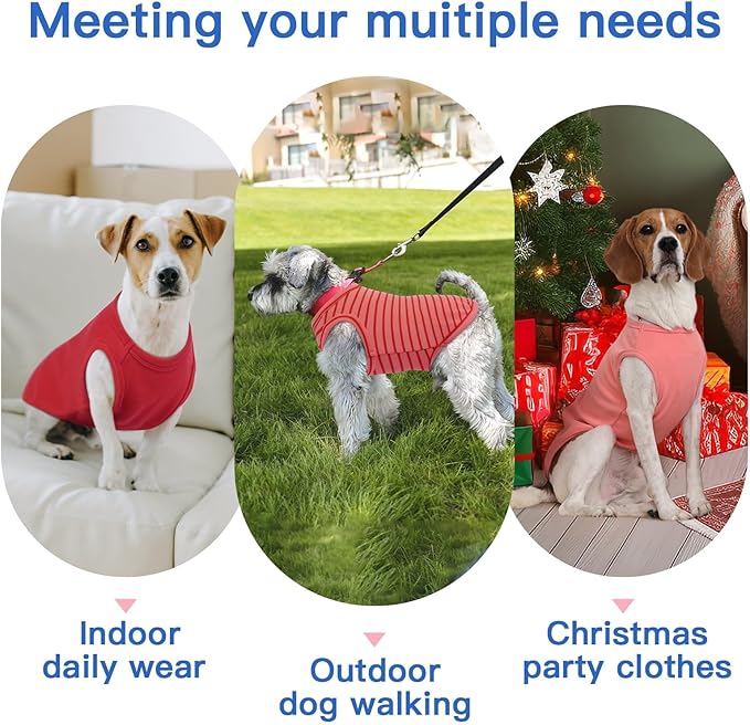 3 Pack Fleece Sweaters for Small Dogs -Red-S, Classic Pullover | Lightweight Breathable for Puppies Outdoor Walks,Chihuahua Sweatshirt,Soft Warm for Daily Wear