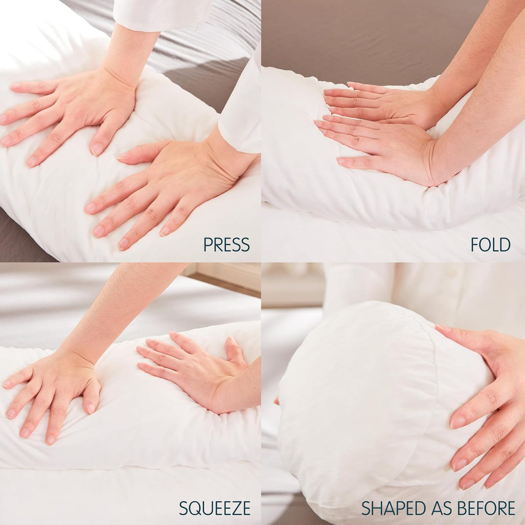 SyMax 7.8"x60" Body Pillow for Queen Bed, Memory Foam Bolster w/Removable Velvet Cover, Headboard Gap Filler Pillow, White