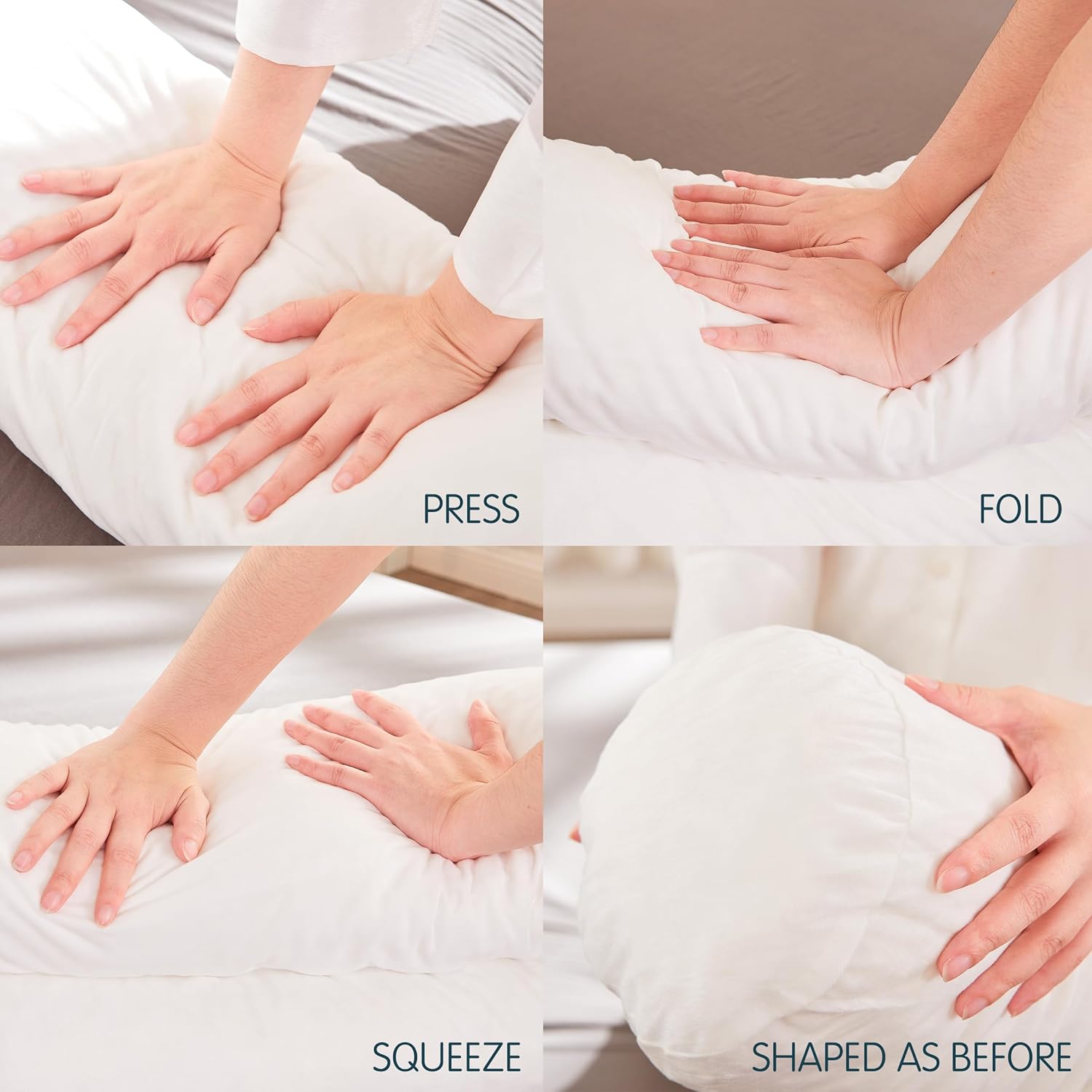 SyMax 7.8"x38" Body Pillow for Twin Bed, Memory Foam Bolster w/Removable Velvet Cover, Headboard Gap Filler Pillow, White