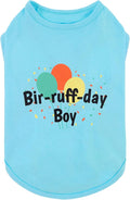 Fitwarm Birthday Boy Dog Shirt, Bir-Ruff-Day Boy Funny Dog Clothes for Small Dogs Boy, Pet Birthday Outfit, Cat Tshirt, 100% Breathable Cotton, Aqua Blue, XL