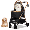 3-in-1 Pet Stroller for Small Dogs & Cats up to 33lbs, One-Touch Fold 4-Wheel Cart with Removable Carrier, Rear Brake & Storage Basket