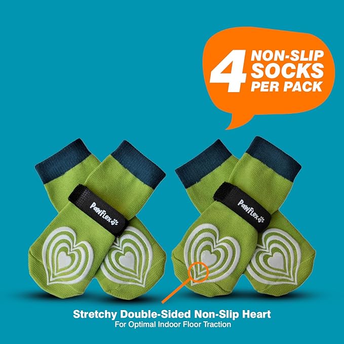 Medical Therapeutic Double Sided Non-Slip Cotton Dog Socks | PawFlex Comfy Pawz Silicone Grip on Inner Cuff No Twisting or Sliding Off | Senior & Disabled Dog Traction Control |Pet Paw Protection