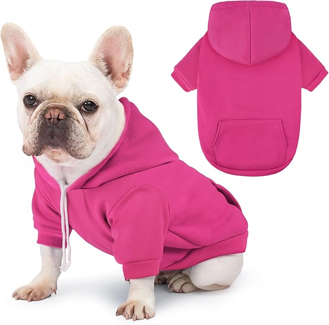 Dog Basic Hoodie Ultra-Soft Plaid Dog Clothes Cold Weather Sweaters for Medium Large Dogs Breathable Cozy Fabric Pet Coat Warm Stylish Sweatshirt with Leash Hole Pocket Dogs Jacket for Cats Boys Girls