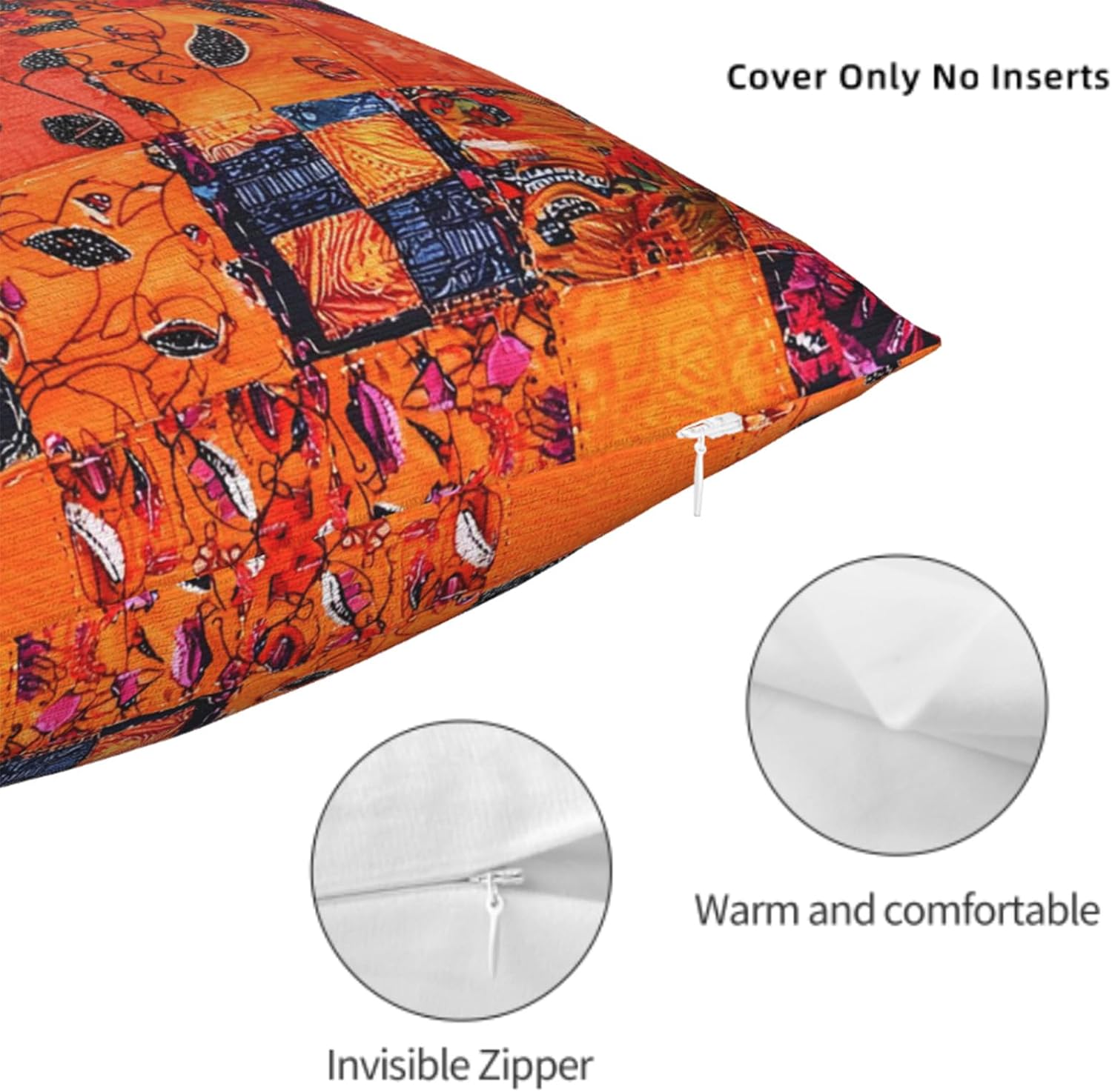 Throw Pillow Covers 18x18 Set of 2, Vintage Cushion Covers, Decorative Square Pillowcases for Couch, Bedroom, Living Room