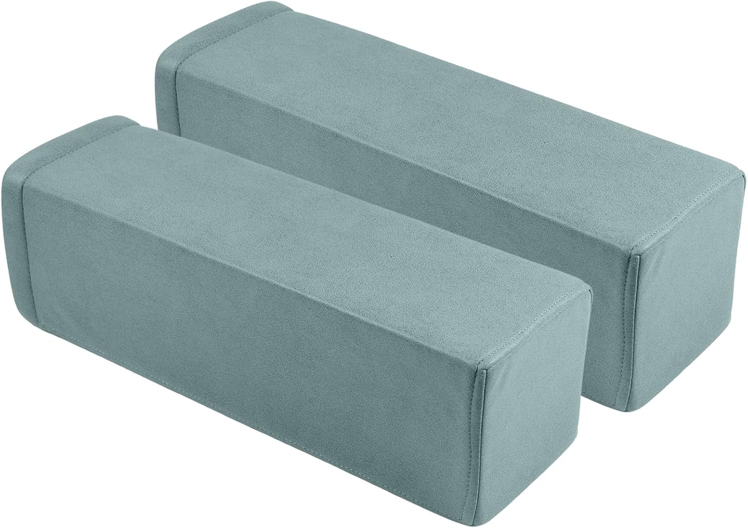 2 Pack Couch Arm Rest Pillow, 6''x6''x20'' Faux Leather Waterproof Cover, High Density Foam Armrest Cushion, Removable & Washable Elbow Support for Sofa, Bed, and Armchair (Blue)