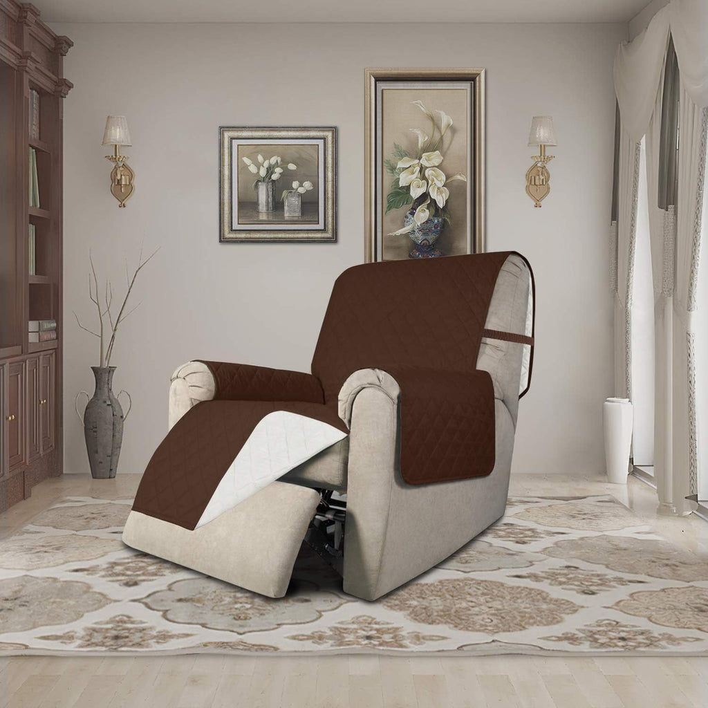Easy-Going Recliner Sofa Slipcover Reversible Sofa Cover Water Resistant Couch Cover Furniture Protector with Elastic Straps for Pets Kids Children Dog Cat (Recliner, Coffee/Ivory)