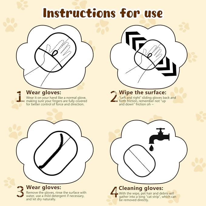 2Pcs Pet Hair Remover Glove,Static Pet Removal Gloves,Cat Grooming Gloves for Hair Removal,Reusable Double Sided Pet Hair Remover,for Couch,Furniture,Carpet,Curtain