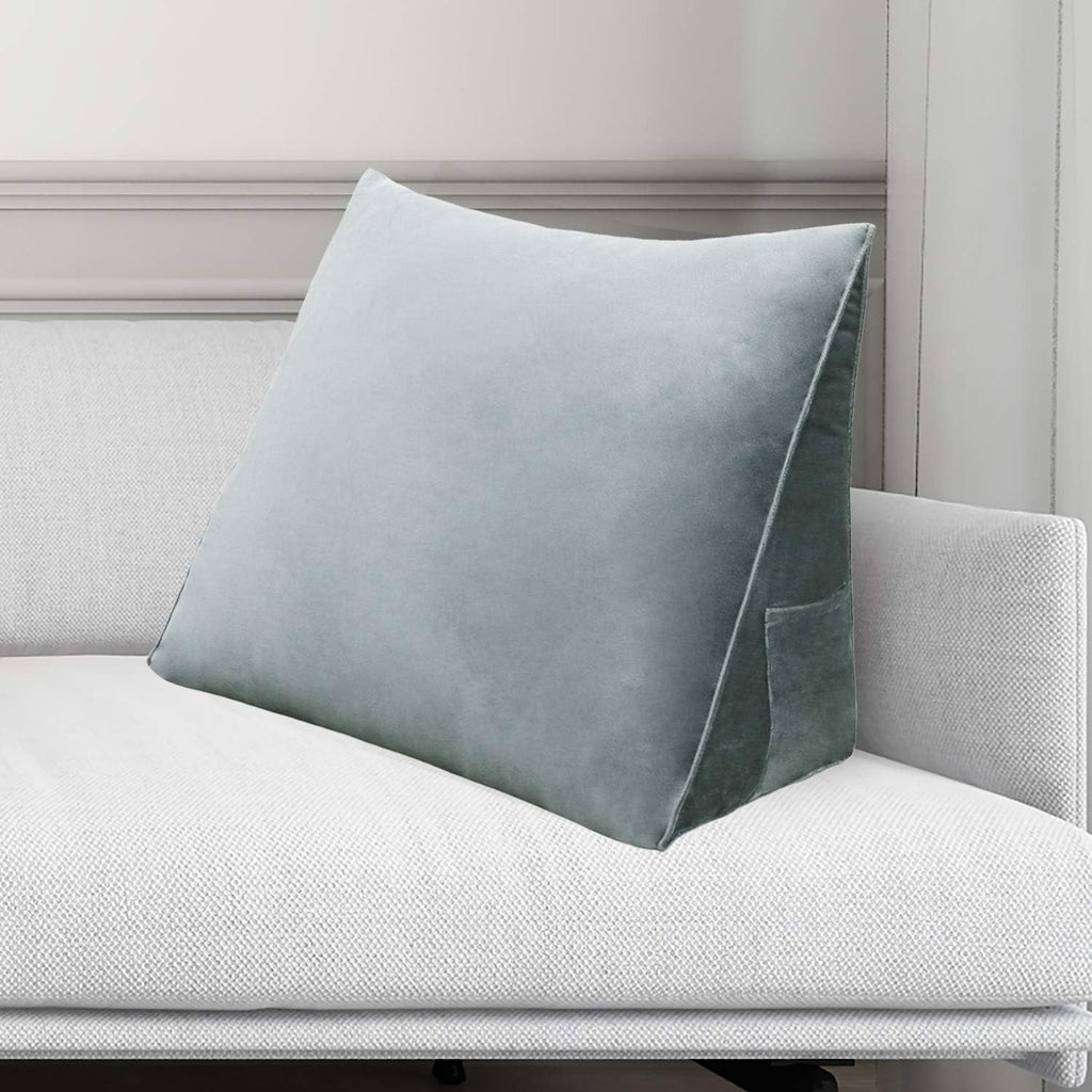 Wedge Headboard Pillow Dorm Room Reading Pillow Back Support for Sitting Up in Bed Bolster Lumbar Cushion Body Positioning Bedrest (Light Gray, 24x8x20 in)