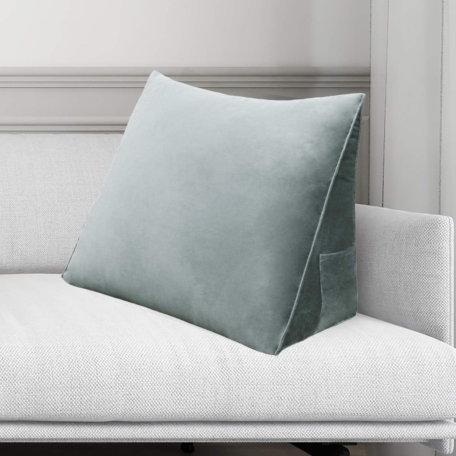 Wedge Headboard Pillow Dorm Room Reading Pillow Back Support for Sitting Up in Bed Bolster Lumbar Cushion Body Positioning Bedrest (Light Gray, 24x8x20 in)